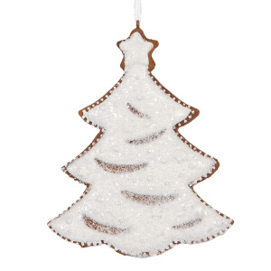 Set 2 ornamente Bradut polirasina maro alba 9x1x10 cm