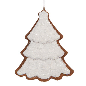 Set 2 ornamente Bradut Craciun maro alb 9x1x10 cm