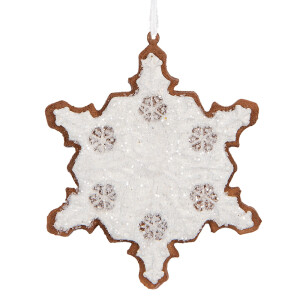 Set 2 ornamente polirasina alba maro Fulg Zapada Craciun 9x1x10 cm