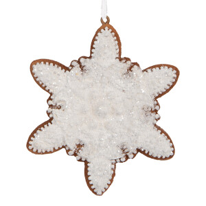 Set 2 ornamente Fulg Zapada polirasina alba maro Craciun 9x1x10 cm