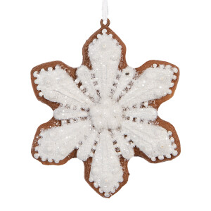 Set 2 ornamente Fulg Zapada polirasina maro alba Craciun 9x1x10 cm