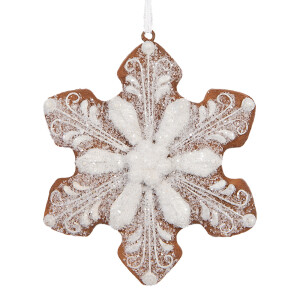 Set 2 ornamente polirasina maro alba Fulg Zapada Craciun 9x1x10 cm