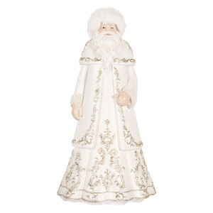 Figurina Mos Craciun polirasina alba aurie 13x10x25 cm