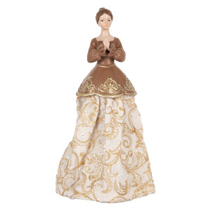 Figurina Femeie polirasina textil bej maro 8x7x23 cm