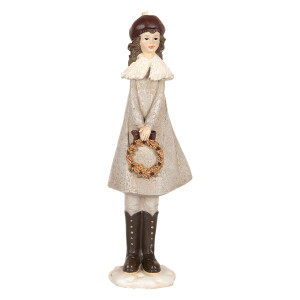 Figurina Fetita Craciun polirasina multicolora 10x8x30 cm