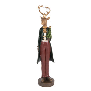 Figurina Craciun Ren polirasina multicolora 9x9x37 cm