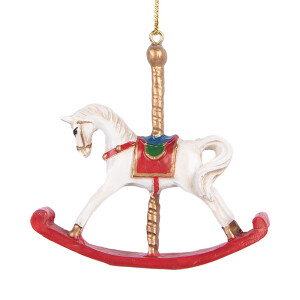 Set 2 ornamente brad Craciun Calut polirasina multicolora 8x2x7 cm