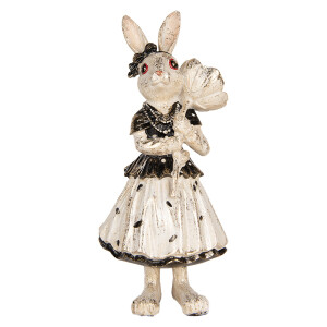 Figurina Iepuras Paste polirasina bej neagra 13x11x30 cm