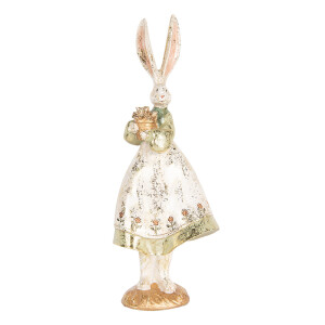 Figurina Iepuras Paste polirasina bej aurie 12x9x33 cm