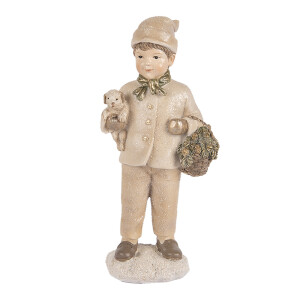 Figurina Baietel Craciun polirasina multicolora 9x7x18 cm
