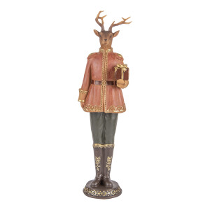 Figurina Ren Craciun polirasina multicolora 11x10x38 cm