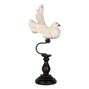 Figurina Pasare metal negru polirasina alba 15x11x36 cm