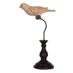 Figurina Pasare metal negru polirasina bej 12x7x21 cm