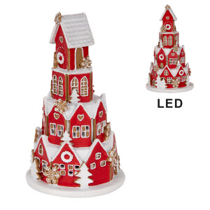 Casuta Turta Dulce polirasina multicolora cu led Ø 13x22 cm