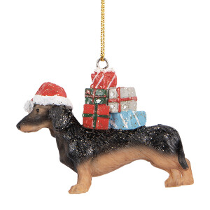 Set 2 ornamente brad Craciun Catelus polirasina multicolora 7x2x6 cm