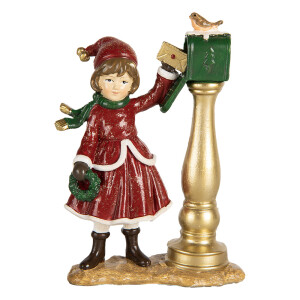 Figurina Craciun Fetita polirasina multicolora 8x4x12 cm