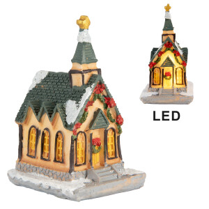 Casuta Craciun polirasina multicolora cu led 5x5x5 cm