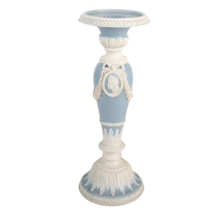 Sfesnic lumanare polirasina albastra alba Ø 10x27 cm