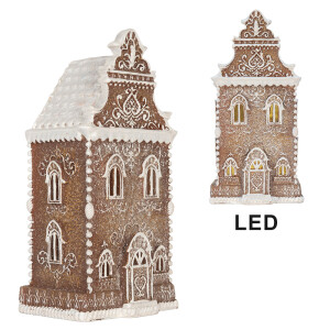 Casuta Turta Dulce polirasina alba maro cu led 17x15x35 cm