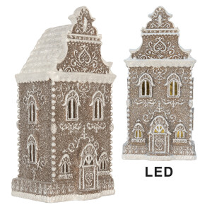Casuta Turta Dulce polirasina alba maro, led 17x15x35 cm