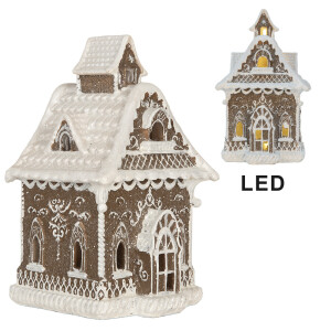 Casuta Turta Dulce polirasina alba maro, led 13x12x20 cm