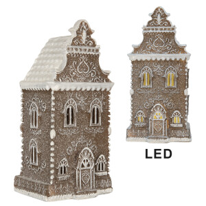 Casuta Turta Dulce polirasina alba maro, led 12x11x25 cm