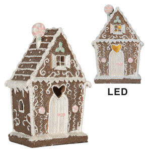 Casuta Turta Dulce polirasina multicolora led 14x9x21 cm