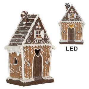 Casuta Turta Dulce polirasina multicolora, led 14x9x21 cm