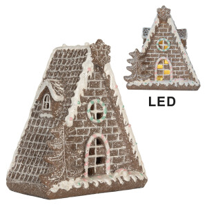 Casuta Turta Dulce polirasina multicolora, led 17x10x18 cm