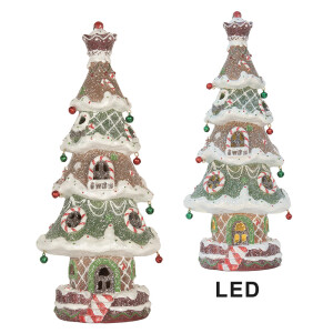 Brad Craciun polirasina multicolora cu led 15x12x36 cm