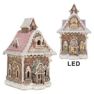 Casuta Turta Dulce polirasina multicolora, led 16x15x25 cm