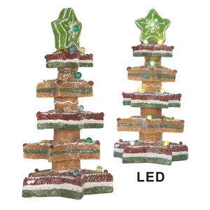 Brad Craciun polirasina multicolora cu led 15x15x29 cm