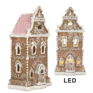 Casuta Turta Dulce polirasina multicolora, led 9x7x18 cm