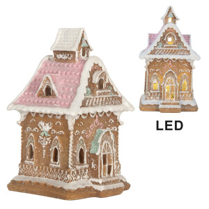 Casuta Turta Dulce polirasina multicolora, led 9x10x15 cm