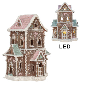 Casuta Turta Dulce polirasina multicolora, led 15x12x20 cm