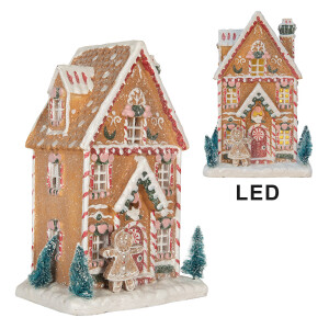 Casuta Turta Dulce polirasina multicolora, led 17x12x25 cm