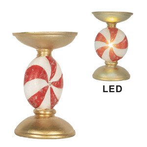 Sfesnic lumanare Craciun polirasina multicolora cu led Ø 10x16 cm