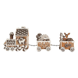 Trenulet Craciun polirasina alba maro 33x10x15 cm