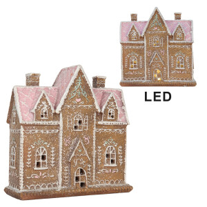 Casuta Turta Dulce polirasina multicolora, led 21x8x20 cm