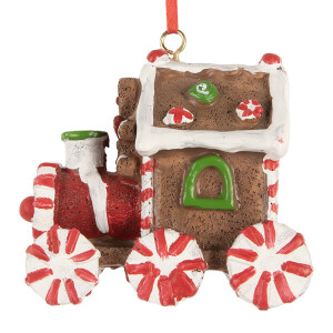 Ornament brad Craciun Trenulet polirasina multicolora 9x5x9 cm