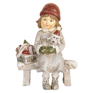 Figurina Fetita Craciun polirasina multicolora 7x5x10 cm