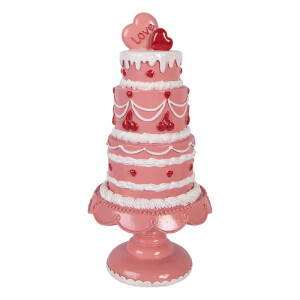 Tort decorativ polirasina alba roz Ø 16x33 cm