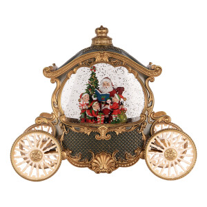 Decoratiune Craciun muzicala polirasina cu led Caleasca 26x11x20 cm