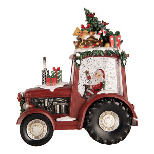 Decoratiune Craciun muzicala polirasina cu led Tractor 21x13x25 cm