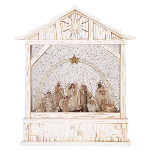 Decoratiune Craciun muzicala polirasina cu led Scena Nasterii Domnului 22x7x25 cm