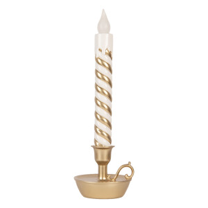 Lumanare decorativa polirasina alba aurie cu led 13x12x39 cm