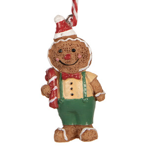 Ornament brad Craciun Turta Dulce polirasina multicolora 3x1x6 cm