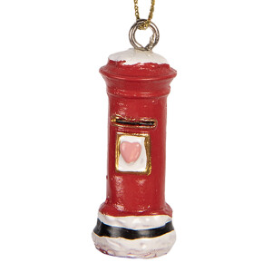 Ornament brad Craciun Cutie Postala polirasina multicolora Ø 2x4 cm