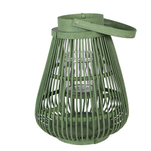 Felinar ratan verde sticla Ø 25x32 cm
