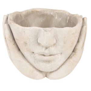 Ghiveci flori ceramica bej Face 17x17x11 cm